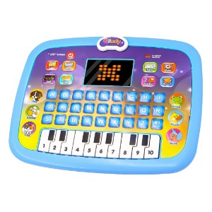 صورة أطفالك يستمتعون بالكمبيوتر في المنزل من خلال لعبة الكمبيوتر المحمول للأطفال الصغار تابلت وبيانو 2×1