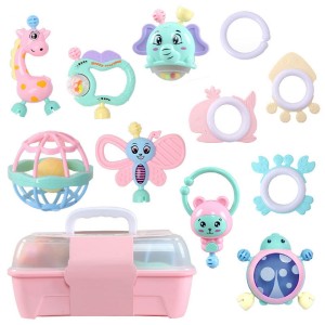 صورة مجموعة خشخيشة/هدية موجوي الزرقاء للمواليد الجدد