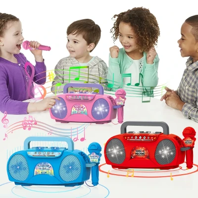 تفاصيل راديو موسيقي كاريوكي للأطفال 🎤 مع ميكروفون وأضواء ملونة صورة راديو موسيقي كاريوكي للأطفال 🎤 مع ميكروفون وأضواء ملونة