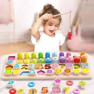 صورة بورد خشبي لصيد الأسماك للأطفال 🎣🧩