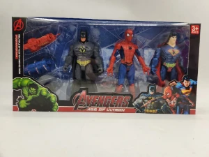 صورة مجموعة مجسمات سبايدرمان وسوبرمان شخصية البطل المضيئة المكونة من 3 قطع