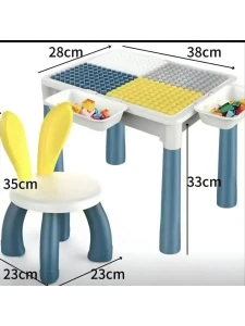 صورة طاولة ليجو (مكعبات بناء) للأطفال متعددة الوظائف مع 110 قطعة تخزين