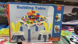 صورة طاولة ليجو (مكعبات بناء) للأطفال متعددة الوظائف مع 110 قطعة تخزين