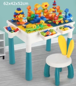 صورة طاولة ليجو (مكعبات بناء) للأطفال متعددة الوظائف مع 110 قطعة تخزين