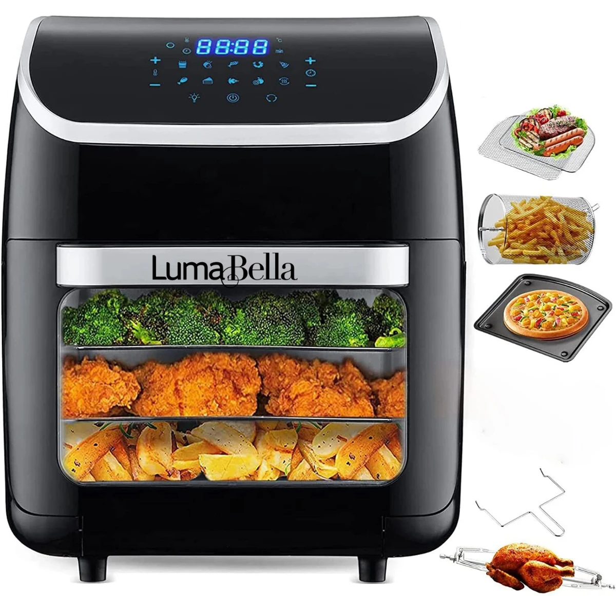 صورة قلاية هوائية بسعة 14 لتر ديجيتال (فرن هوائي) - 2500 واط - 10 في 1 (تحميص وخبز وتجفيف)