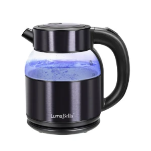 صورة غلاية ماء كهربائية 2 لتر - زجاج أسود أنيق - إضاءة LED داخلية - غليان فائق السرعة