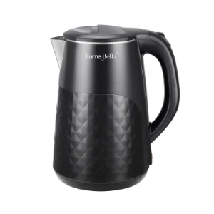 صورة غلاية ماء كهربائية 1.8 لتر - تصميم أسود مُضلّع عصري - غليان سريع وأداء موثوق