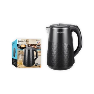 صورة غلاية ماء كهربائية 1.8 لتر - تصميم أسود مُضلّع عصري - غليان سريع وأداء موثوق