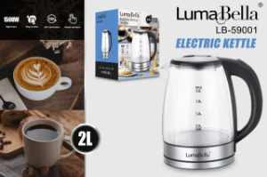 صورة غلاية ماء كهربائية 2 لتر - زجاج صحي بالكامل - غليان سريع مع إضاءة LED