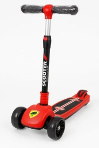صورة سكوتر أطفال ثلاثي العجلات مضيء (LED) - مقبض قابل للتعديل والطي - آمن وممتع
