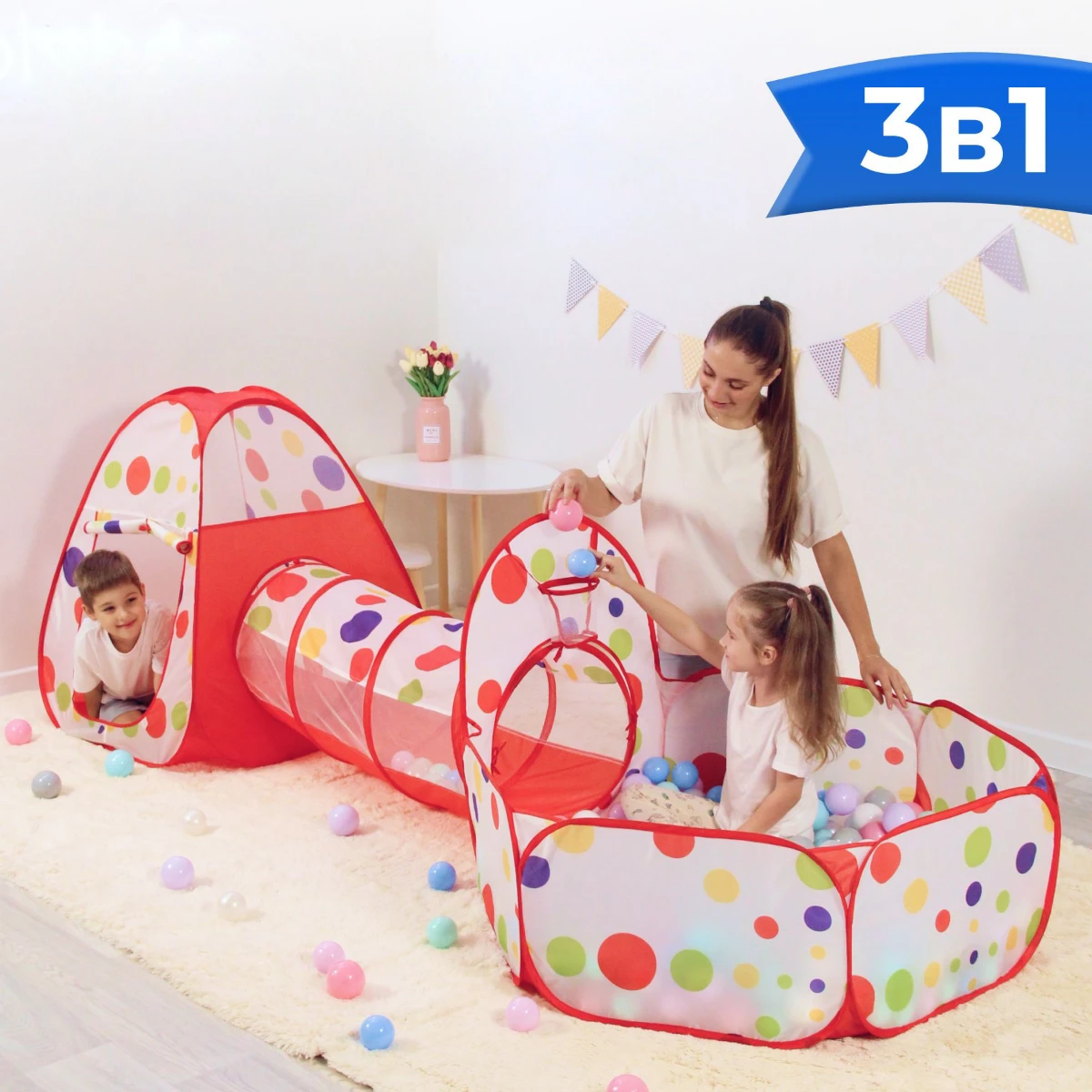 صورة خيمة ٣ قطع (خيمة + نفق + بيت كور)