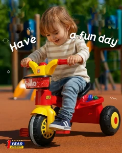 صورة دراجة ثلاثية العجلات للأطفال (ترايسكل) - متينة مع سلة تخزين وجرس - مناسبة من 2 إلى 6 سنوات -