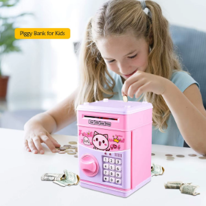 صورة حصالة هالو كيتي الذكية برقم سري - تصميم ماكينة ATM صغيرة