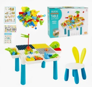 صورة ترابيزة ليجو التعليمية الذكية 6 في 1 - مع 110 قطعة وكرسي