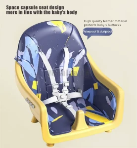 صورة كرسي طعام للأطفال متعدد الوظائف قابل للطي مع عجلات