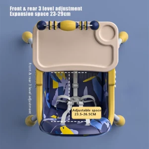 صورة كرسي طعام للأطفال متعدد الوظائف قابل للطي مع عجلات