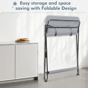 صورة طاولة تغيير حفاضات أطفال قابلة للطي بارتفاع قابل للتعديل مع منظم ورف تخزين