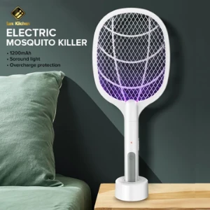 صورة مضرب ناموس كهربائي 2 في 1 قابل لإعادة الشحن