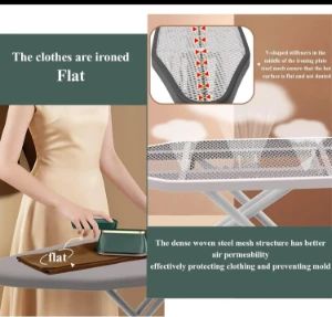 صورة لوح كي مع محطة كي بخار كبيرة قابل للطي – ارتفاع قابل للتعديل مع غطاء مقاوم للحرارة ومسند مكواة