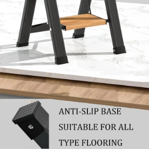 صورة سُلّم قابل للطي بخطوتين من الألومنيوم مع دواسات عريضة مضادة للانزلاق