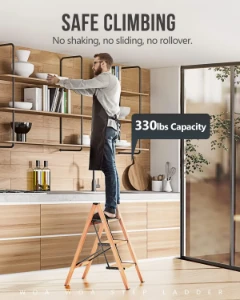 صورة سلم منزلي قابل للطي متعدد الاستخدامات بدرجات عريضة مضادة للانزلاق