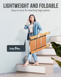 صورة سلم منزلي قابل للطي متعدد الاستخدامات بدرجات عريضة مضادة للانزلاق