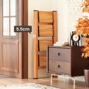 صورة سلم 4 خطوات قابل للطي من الألومنيوم والخشب