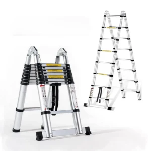 صورة سلم توسيع تلسكوبي من باور اندستريال نوع ايه متعدد الوظائف قابل للطي شديد التحمل للاستخدام الداخلي والخارجي الصناعي