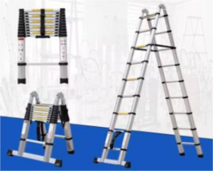 صورة سلم توسيع تلسكوبي من باور اندستريال نوع ايه متعدد الوظائف قابل للطي شديد التحمل للاستخدام الداخلي والخارجي الصناعي