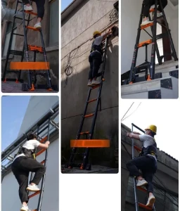 صورة سلم توسعي صناعي قوي نوع متعدد الوظائف ستيسبيدر ناعم قابل للطي في المناطق الداخلية من الأرضيات الصناعية