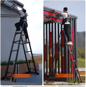 صورة سلم توسعي صناعي قوي نوع متعدد الوظائف ستيسبيدر ناعم قابل للطي في المناطق الداخلية من الأرضيات الصناعية