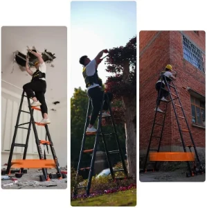 صورة سلم توسعي صناعي قوي نوع متعدد الوظائف ستيسبيدر ناعم قابل للطي في المناطق الداخلية من الأرضيات الصناعية