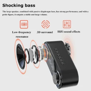 صورة مكبر صوت بلوتوث  ضوء ليلي لاسلكي شريط صوت HiFi ستيريو باس غشاء 24 ساعة وقت الانتظار ساعة تنبيه مزدوجة دعم تشغيل بطاقة TF مكبرات صوت سطح المكتب شريط الصوت - أسود