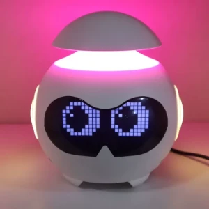 صورة مكبر صوت بلوتوث محمول مقاوم للماء مع إضاءة LED و روبوت مدمج وساعة منبه وTWS وراديو FM