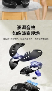 صورة ميكروفون لاسلكي مكبر صوت بلوتوث آلة كاريوكي خارجية حامل ميكروفون ساعة مكبر صوت مضخم صوت