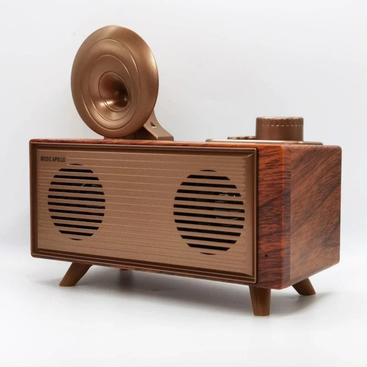 صورة راديو عتيق صغير بتصميم خشبي كلاسيكي مع بلوتوث + FM/AM/AUX/USB/Micro SD