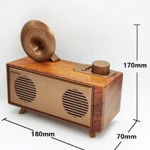صورة راديو عتيق صغير بتصميم خشبي كلاسيكي مع بلوتوث + FM/AM/AUX/USB/Micro SD