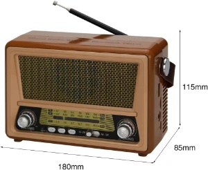 صورة راديو محمول بتصميم كلاسيكي مع بلوتوث وراديو اف ام، مزود بمدخل USB وTF – موديل M-553BT