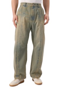 صورة بنطلون جينز رجالي Juun.J واسع الساقين بدرزات منحنية