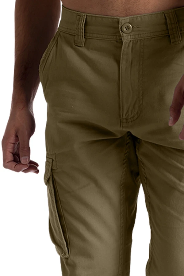 صورة بنطال كارغو رجالي تكتيكي قتالي للعمل في الهواء الطلق والمشي لمسافات طويلة، بستة جيوب، لون كاكي