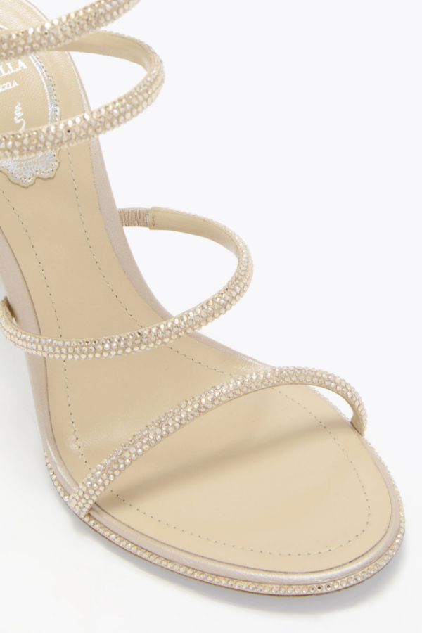 صورة صندل "سيرين" اللولبي المرصع بالكريستال - أسود ملكي.