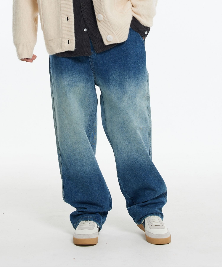 صورة بنطال جينز واسع بلونين (أزرق)