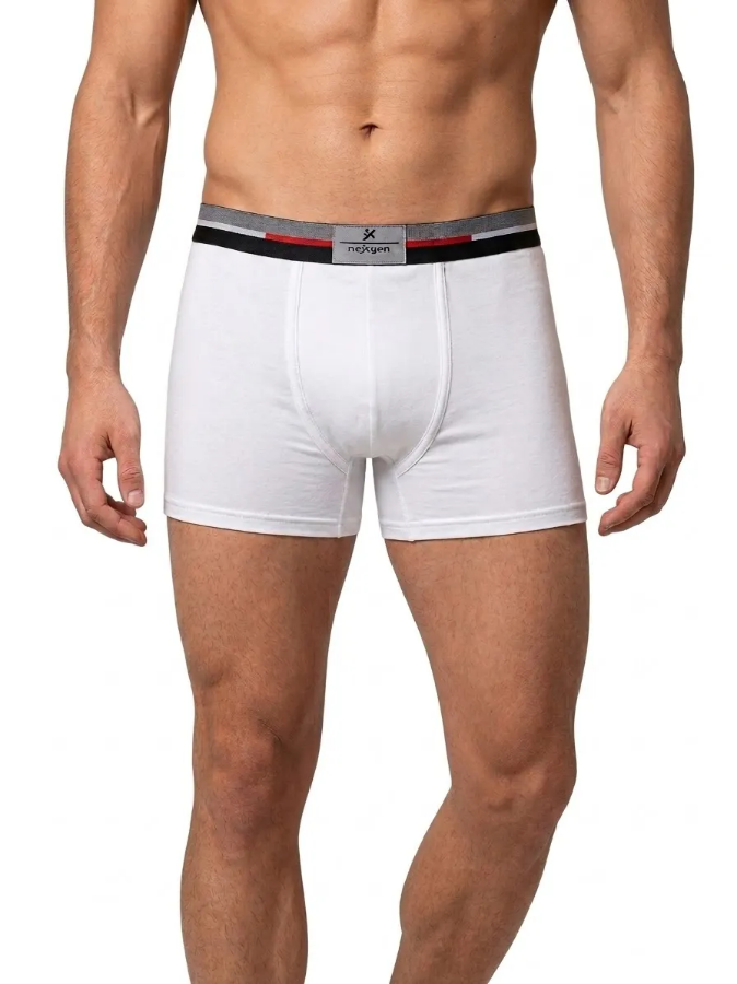 صورة حزمة من3   قطع بوكسر رجالي "  قطن ناعم مع مطاط مرن (أبيض)