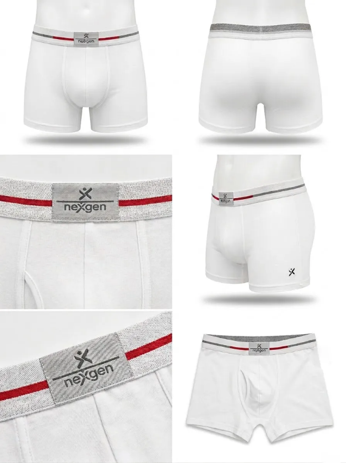 صورة حزمة من3   قطع بوكسر رجالي "  قطن ناعم مع مطاط مرن (أبيض)