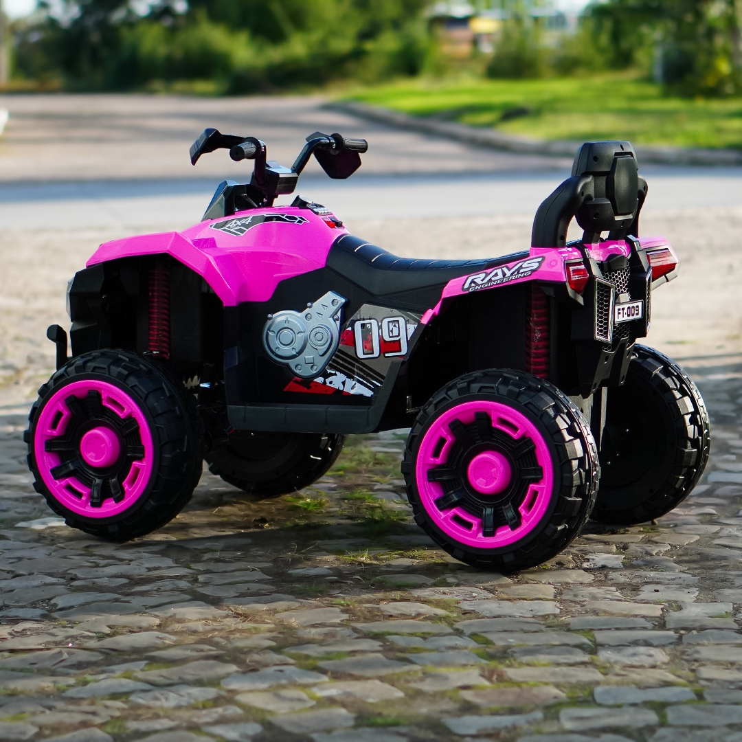 صورة مركبة كهربائية للأطفال 4×4 Kinderauto SuperOffroad V2، مقعدين، 180 واط 12 فولت، جهاز تحكم عن بعد متضمن، 3-9 سنوات، بلوتوث، وردي