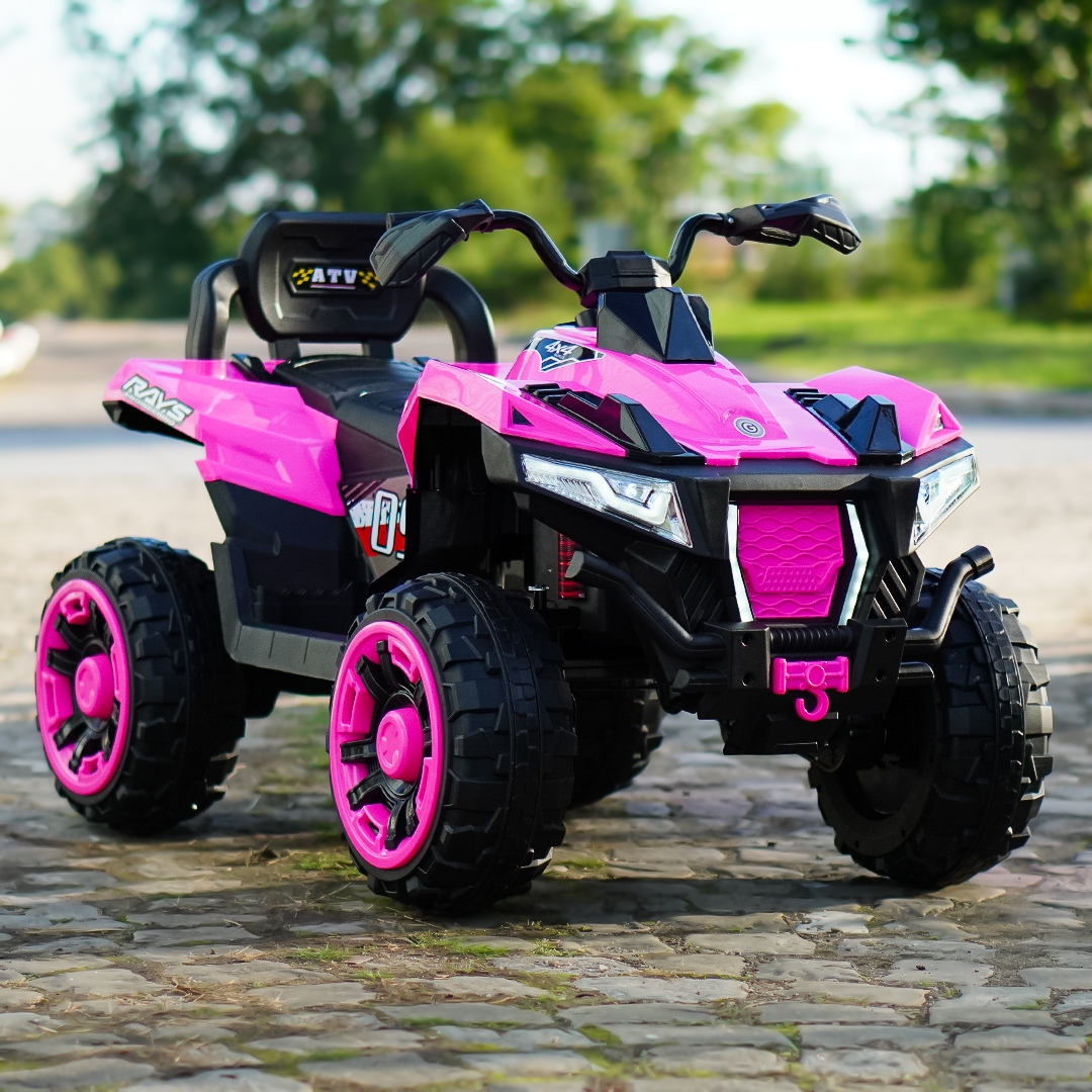 صورة مركبة كهربائية للأطفال 4×4 Kinderauto SuperOffroad V2، مقعدين، 180 واط 12 فولت، جهاز تحكم عن بعد متضمن، 3-9 سنوات، بلوتوث، وردي