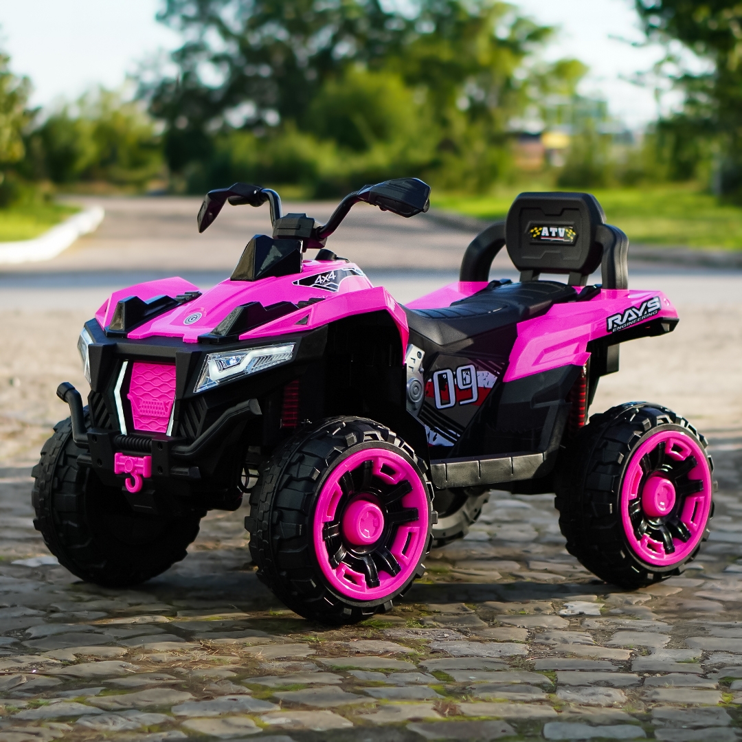 صورة مركبة كهربائية للأطفال 4×4 Kinderauto SuperOffroad V2، مقعدين، 180 واط 12 فولت، جهاز تحكم عن بعد متضمن، 3-9 سنوات، بلوتوث، وردي