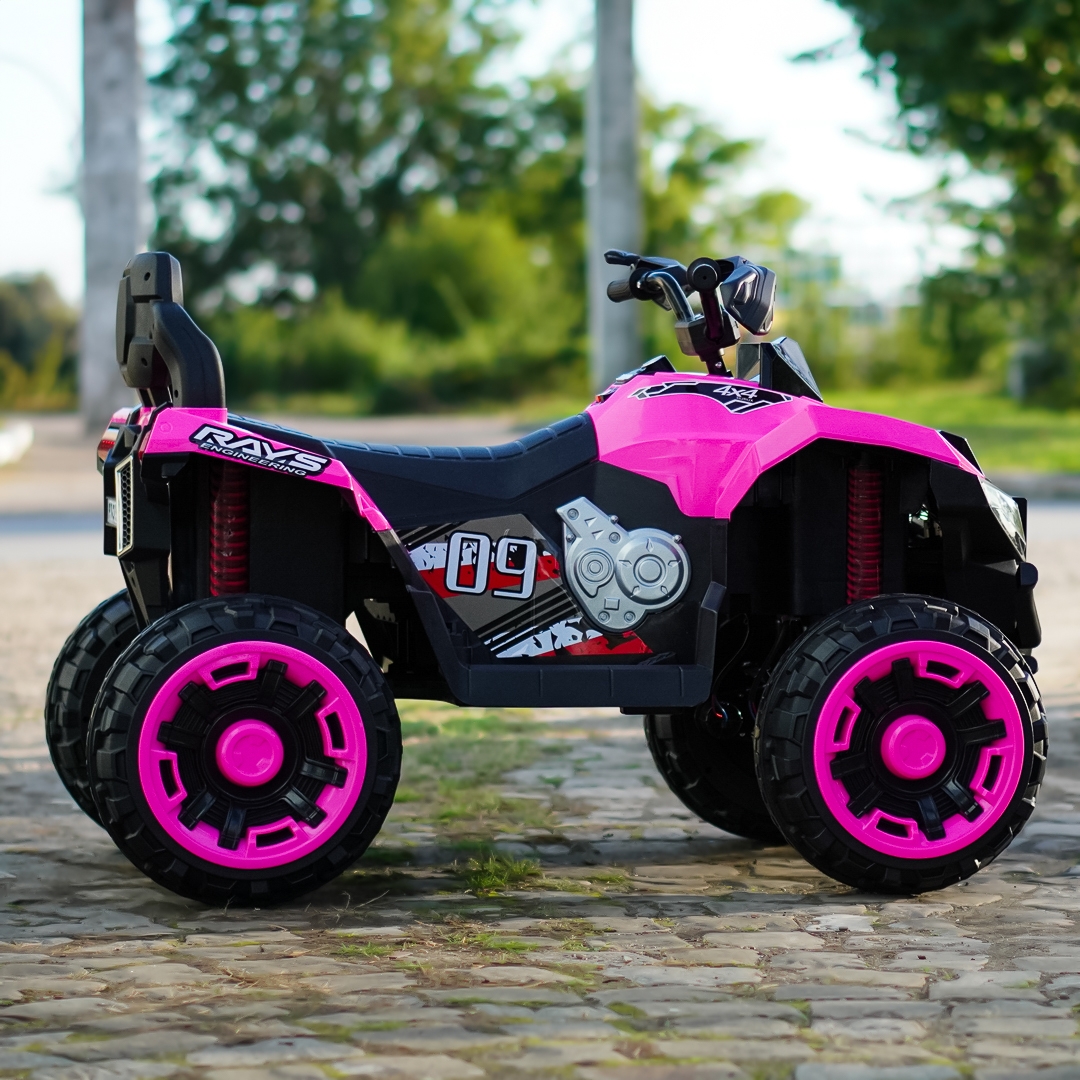 صورة مركبة كهربائية للأطفال 4×4 Kinderauto SuperOffroad V2، مقعدين، 180 واط 12 فولت، جهاز تحكم عن بعد متضمن، 3-9 سنوات، بلوتوث، وردي