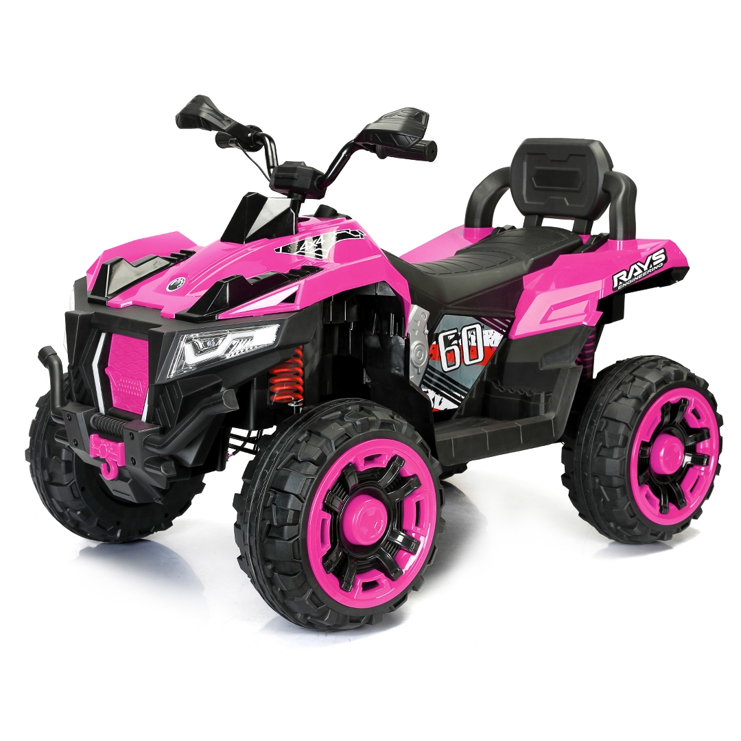 صورة مركبة كهربائية للأطفال 4×4 Kinderauto SuperOffroad V2، مقعدين، 180 واط 12 فولت، جهاز تحكم عن بعد متضمن، 3-9 سنوات، بلوتوث، وردي