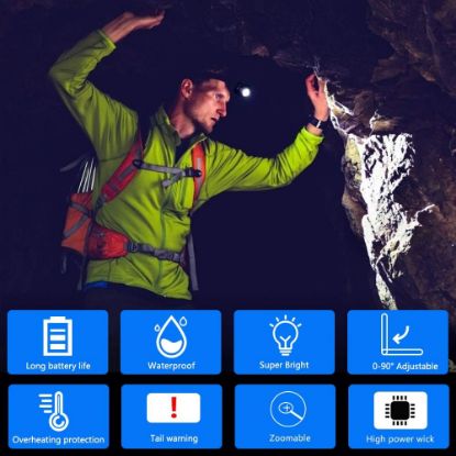 صورة مصباح أمامي LED قابل لإعادة الشحن USB 